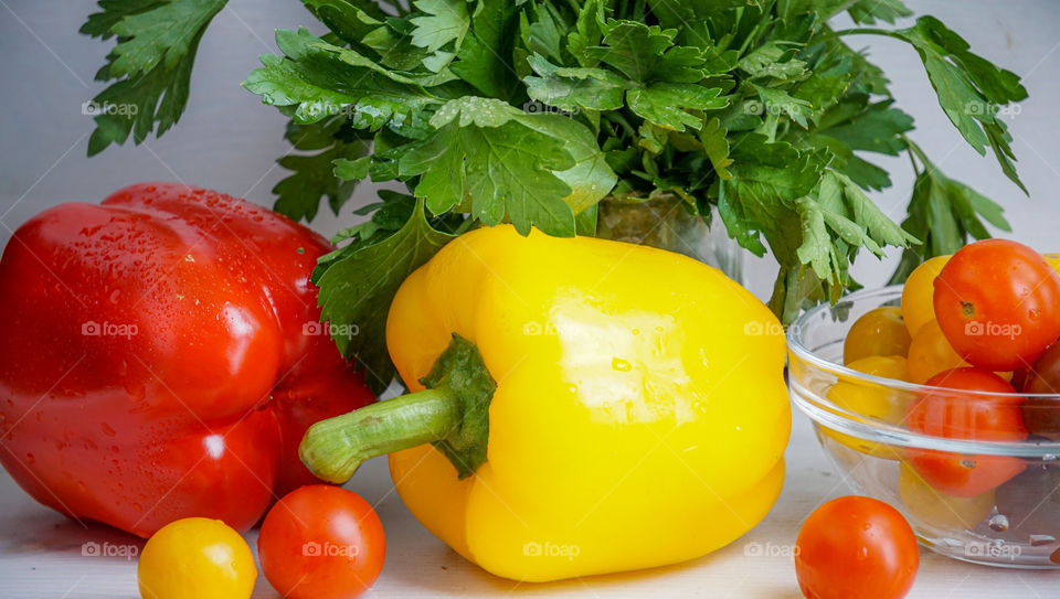 vegetables on a white background