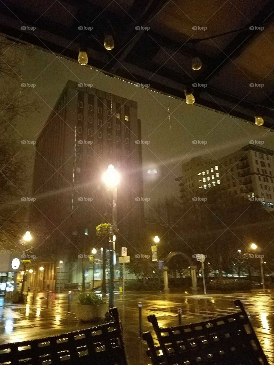 Rainy morning downtown