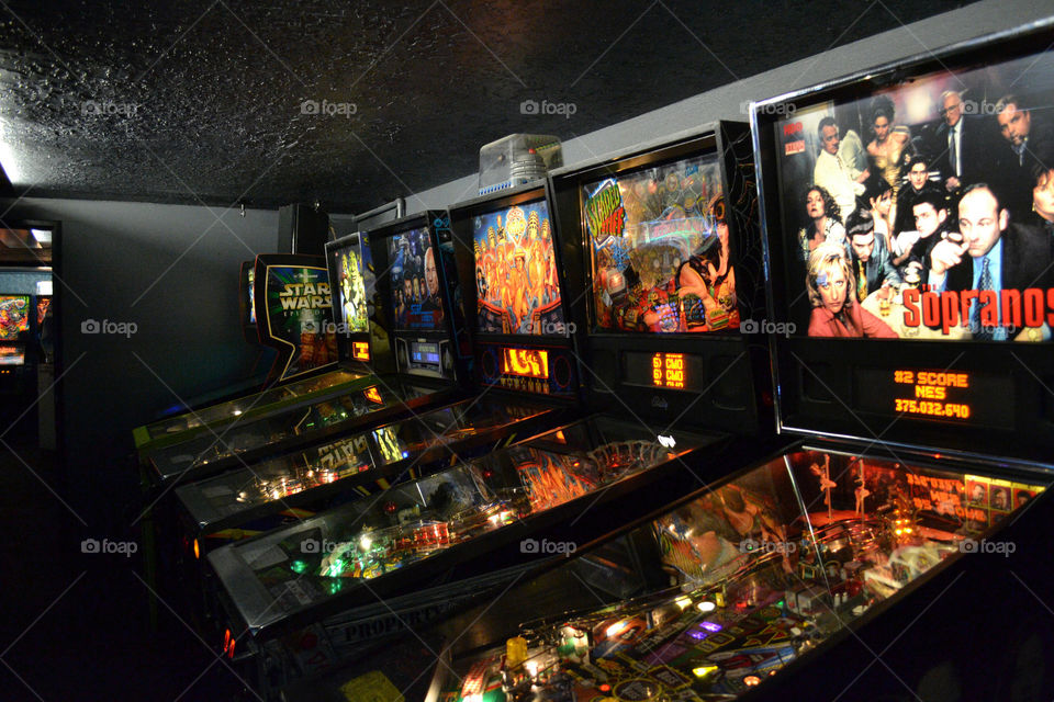 pinball machines at arcade. Pinball machines at the arcade