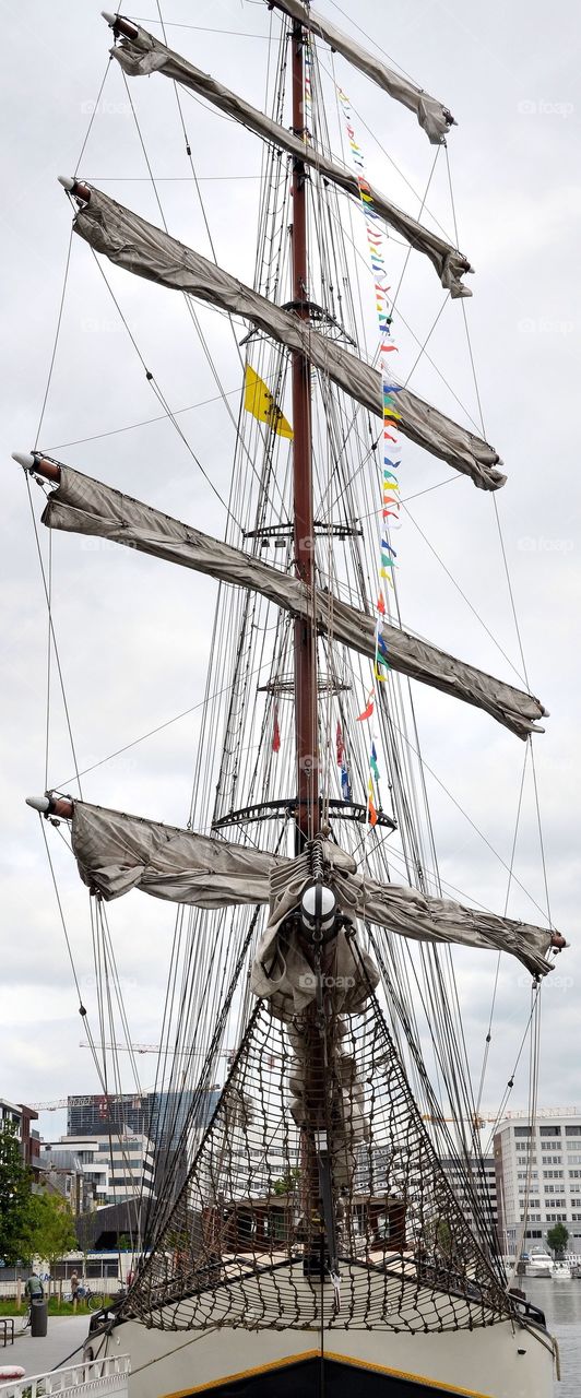A sail ship in the harbor of Antwerp
