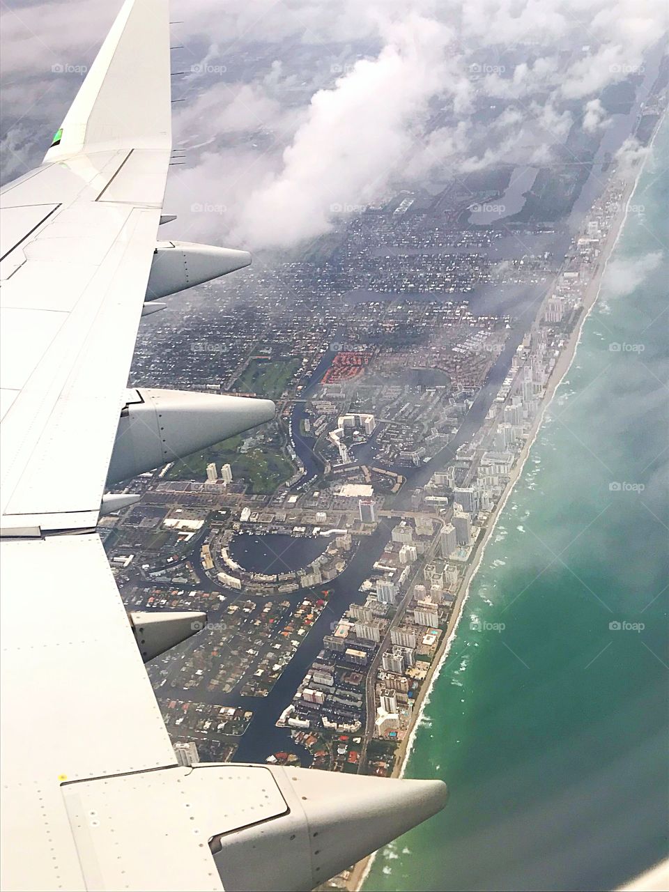 Flying over Miami Florida 