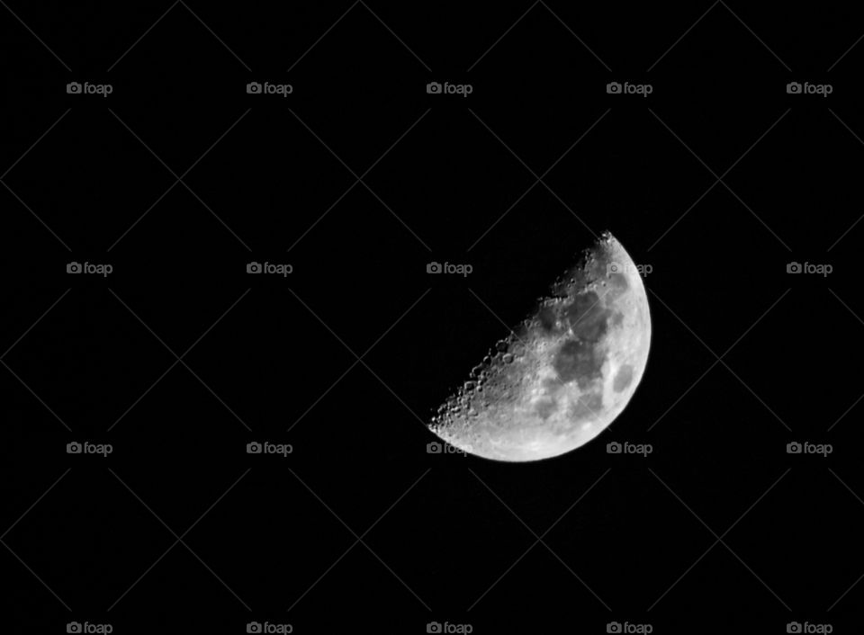 Half moon close-up over the Europe.