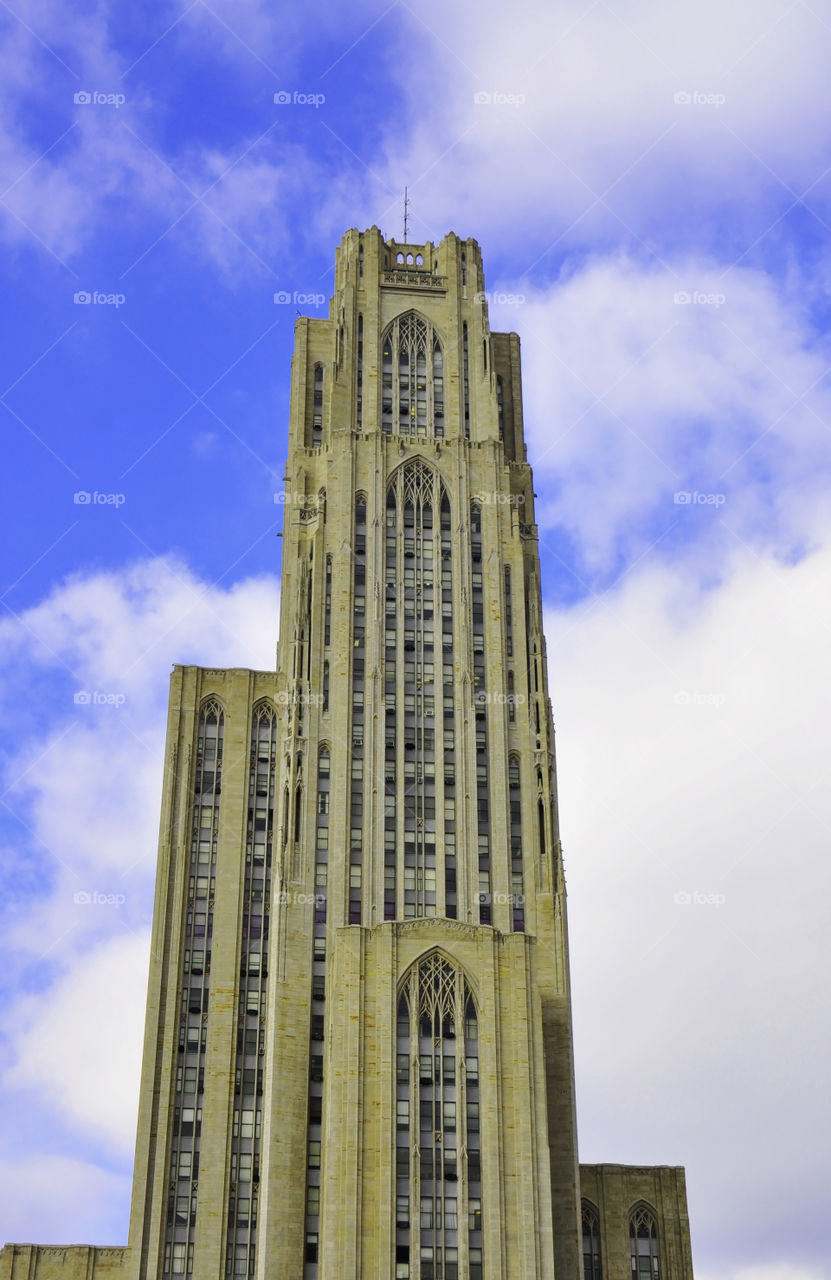 Cathedral of learning on the campus of the University of Pittsburgh Pennsylvania. 