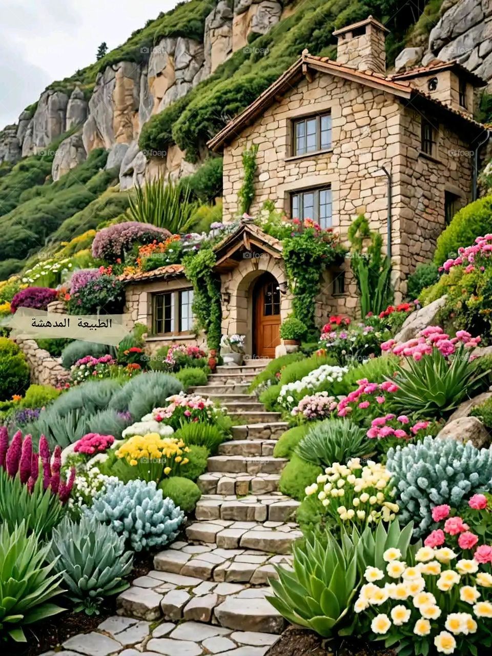 Glory be to God, the magnificent and picturesque view and the natural green trees are a view that is nothing more wonderful than it