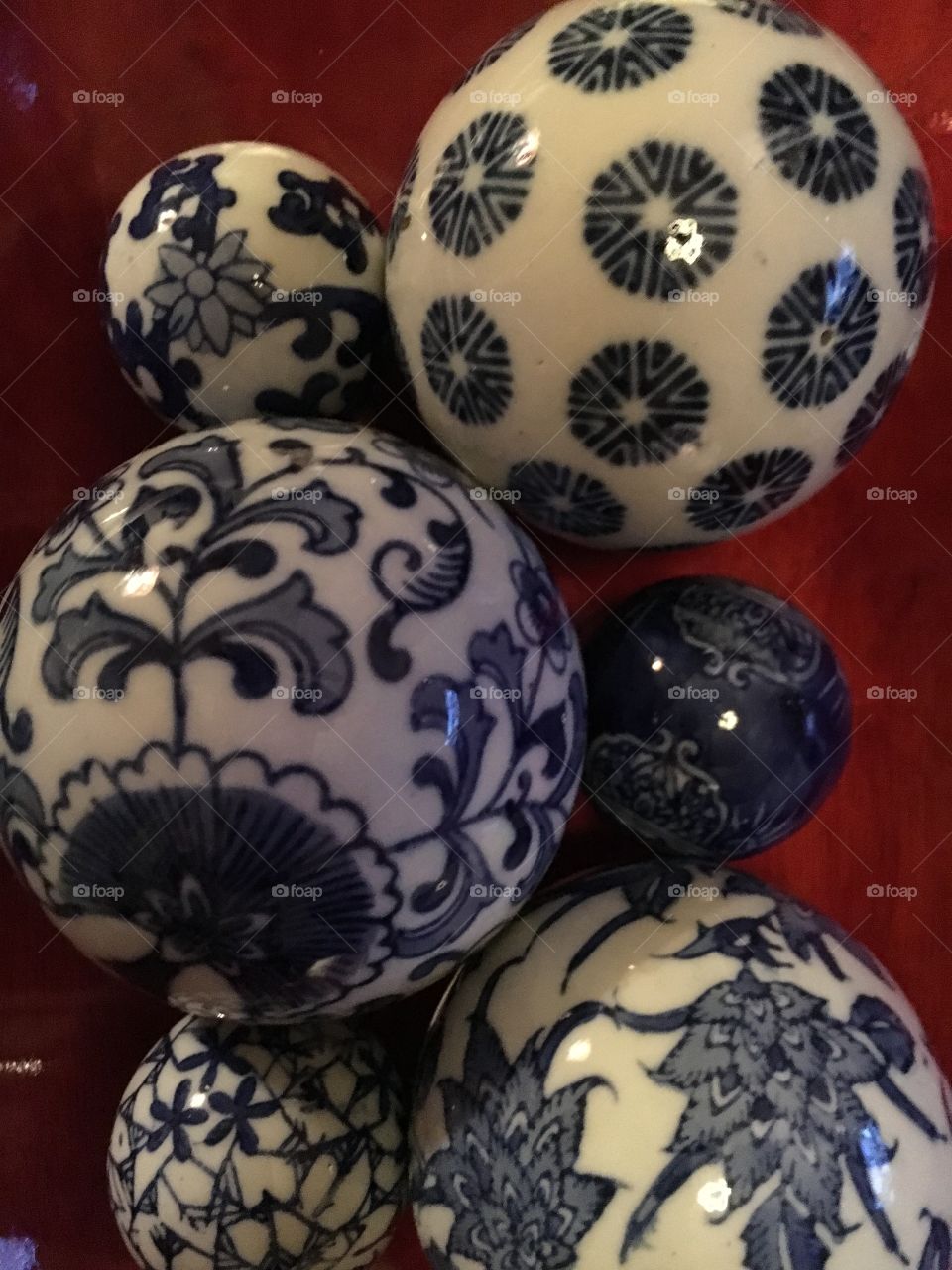 Blue and White Glass Balls