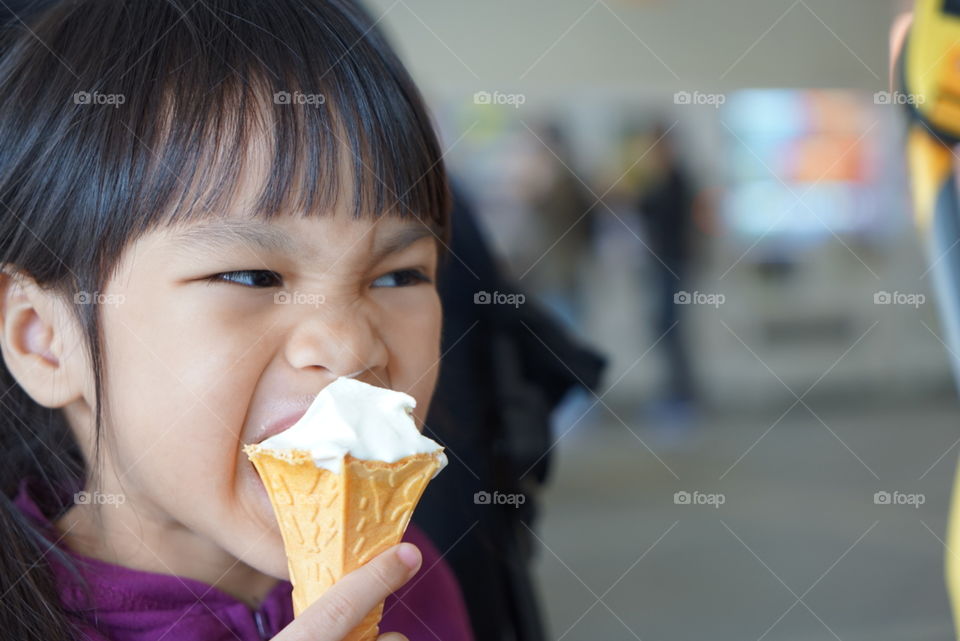 Japanese girl eating ice cream 