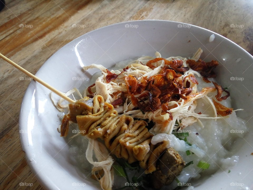 Chicken Porridge is Indonesian street food