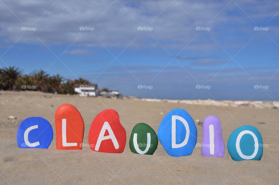 Claudio, italian male name on stones