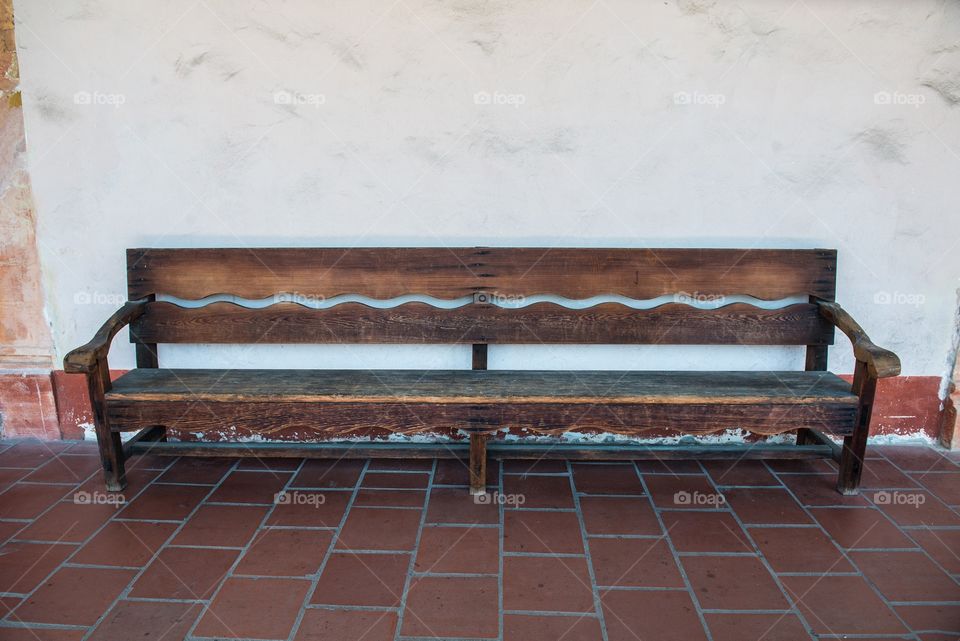 Empty antique bench