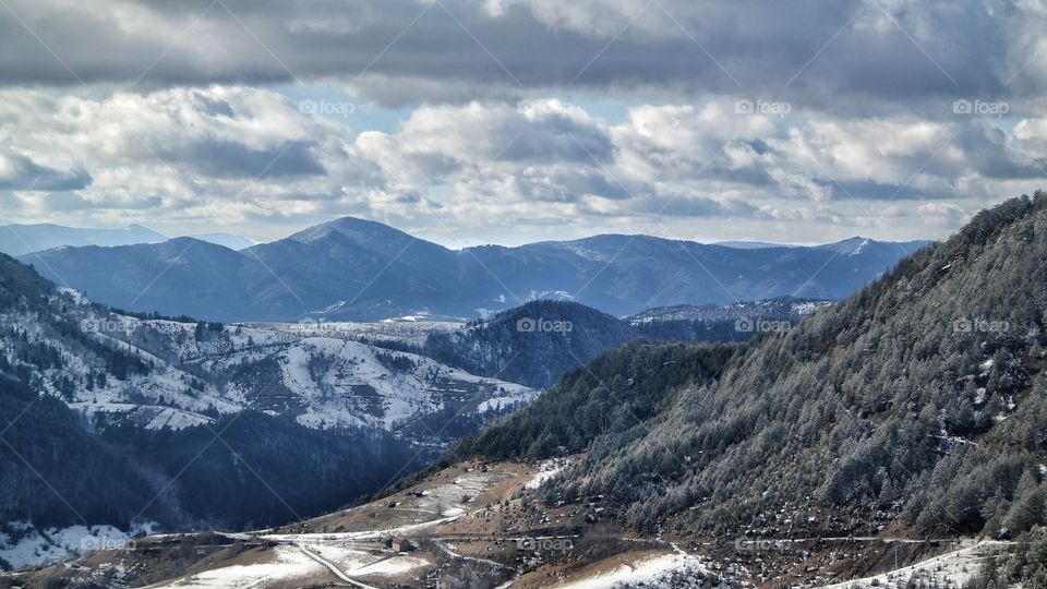 Mountain hill snow winter sky