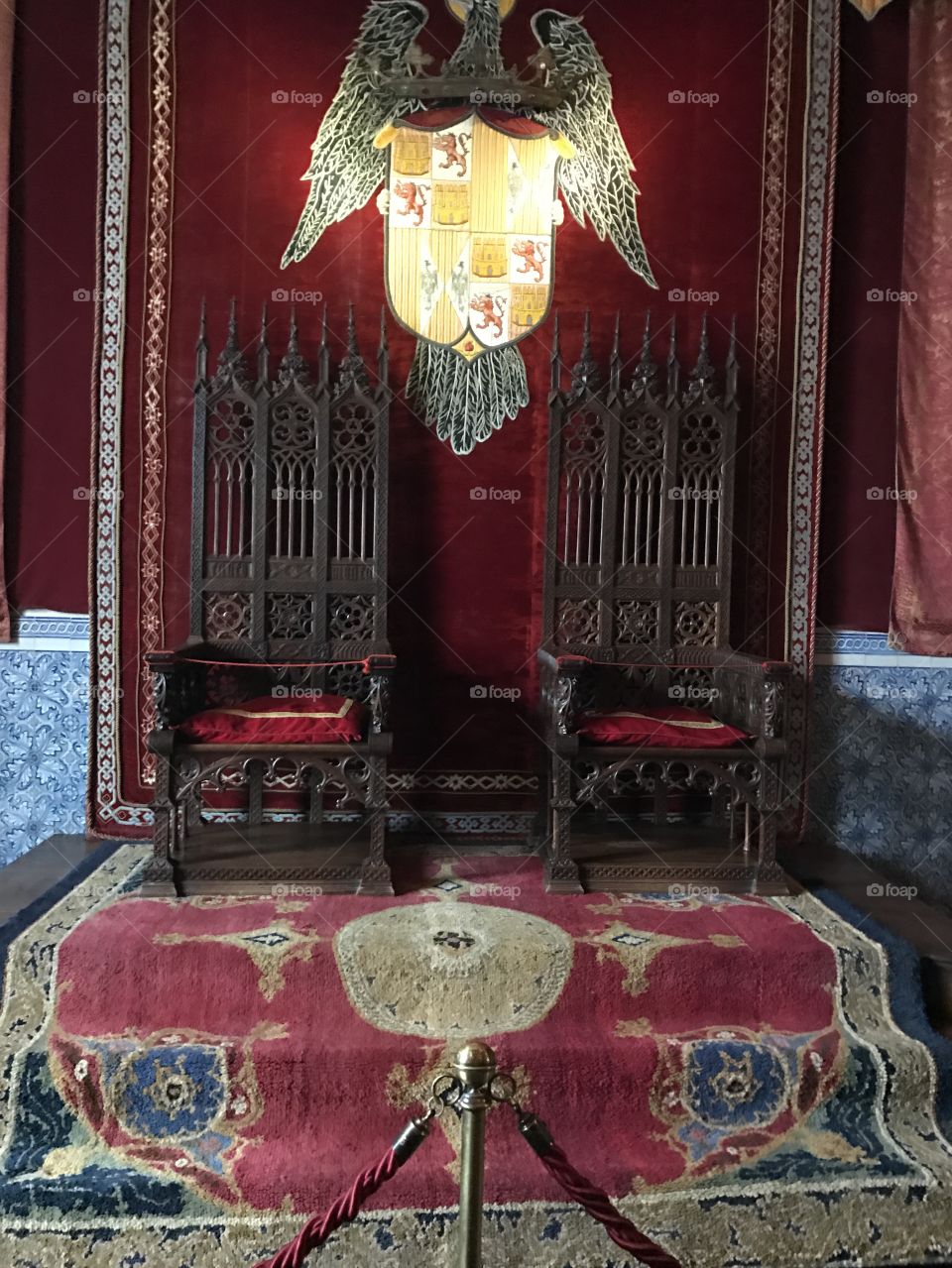The thrones inside the Alcázar de Segovia in Spain. 