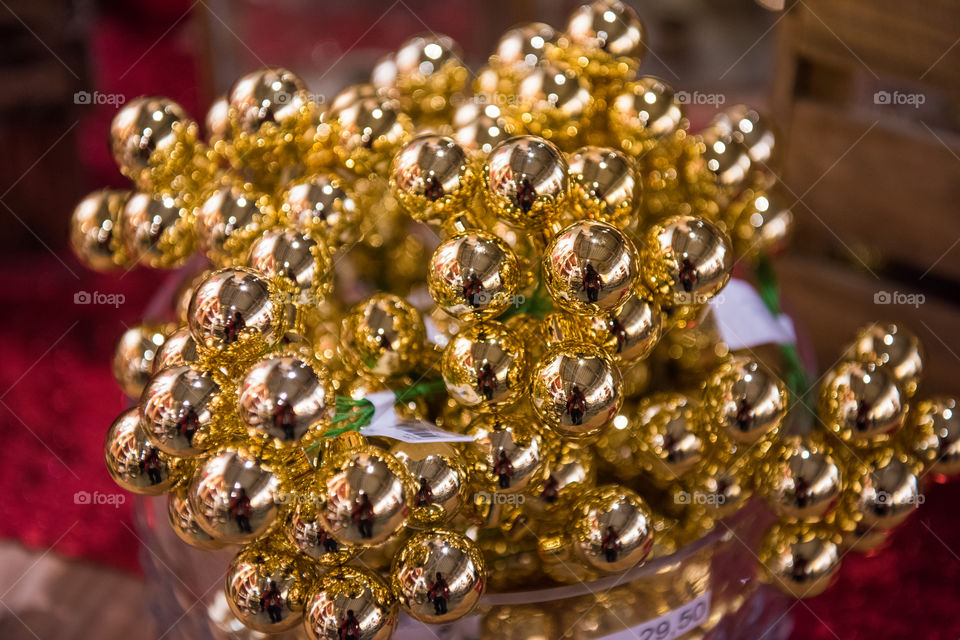 Christmas ornaments for decoration on display in a store.