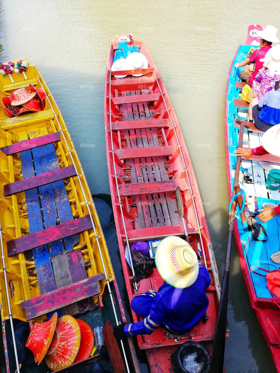 Typical Thai boats seen from above