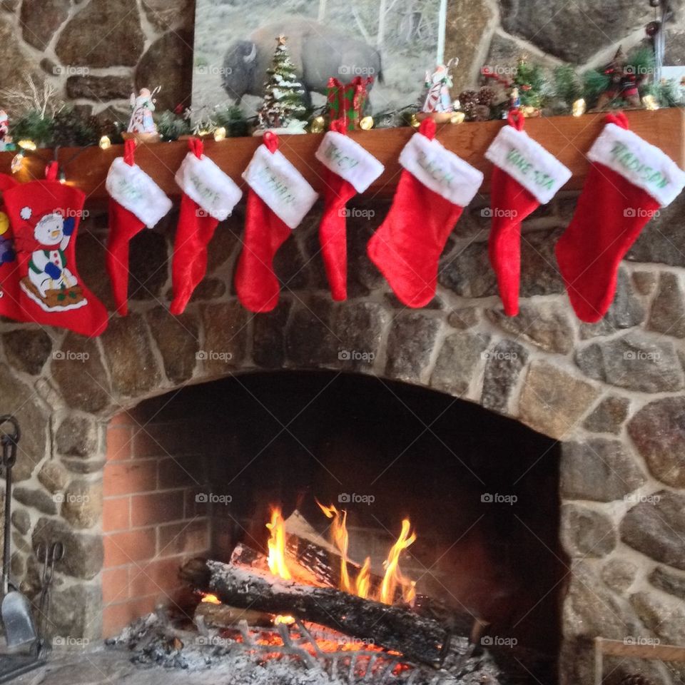Stockings over fireplace