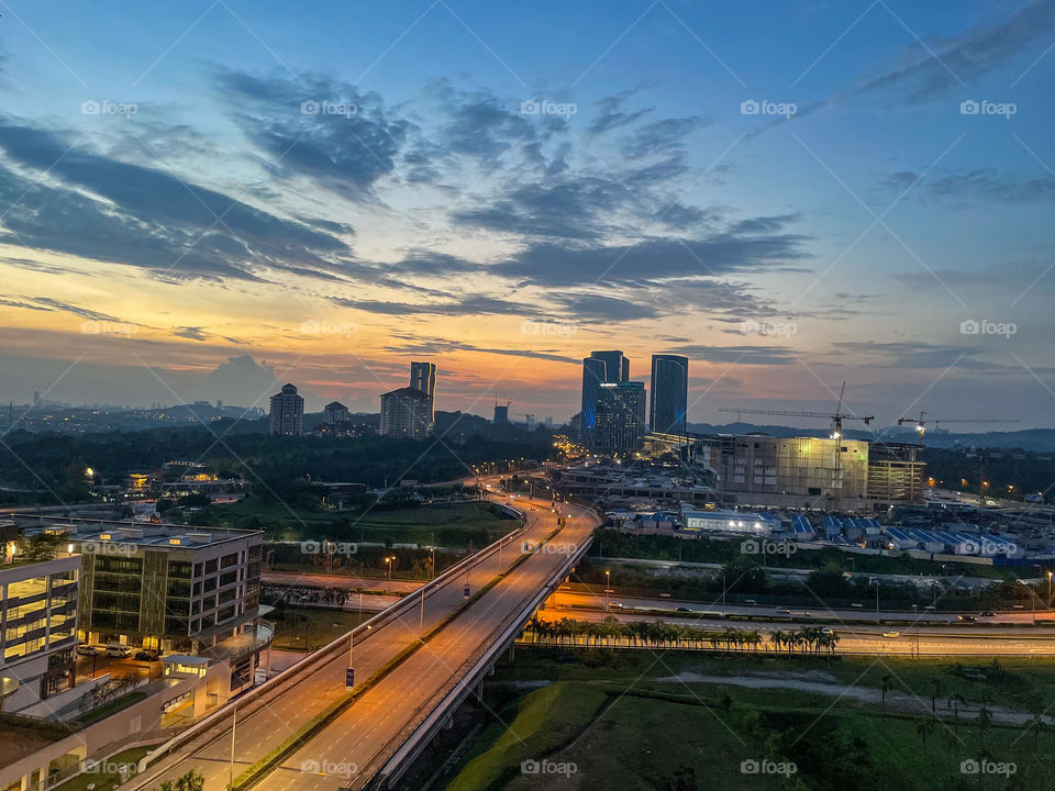 Orange evening sunset