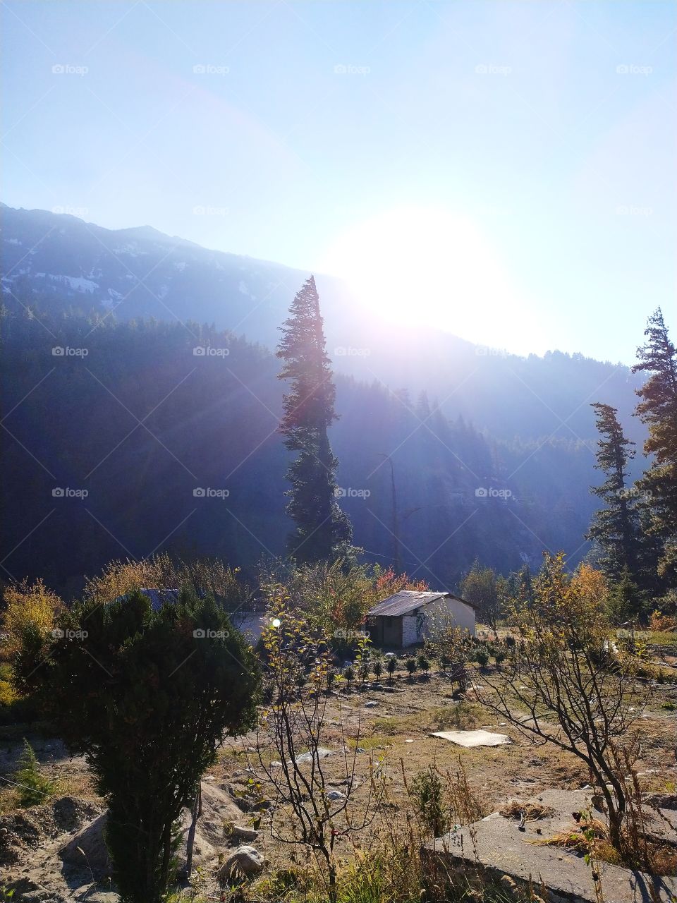 Wonderful view of snow capped mountains en route to Gangotri in the great Himalayas