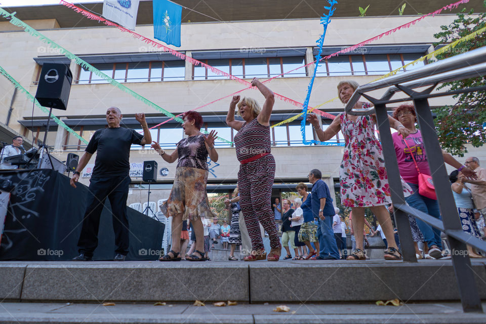 Elderly dance street lesson