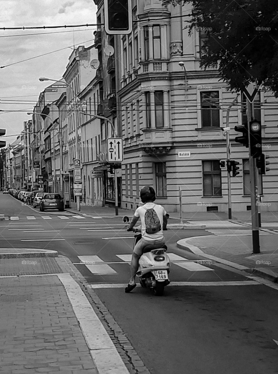 Walk with the scooter