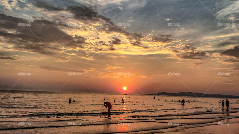 Sunset over beach