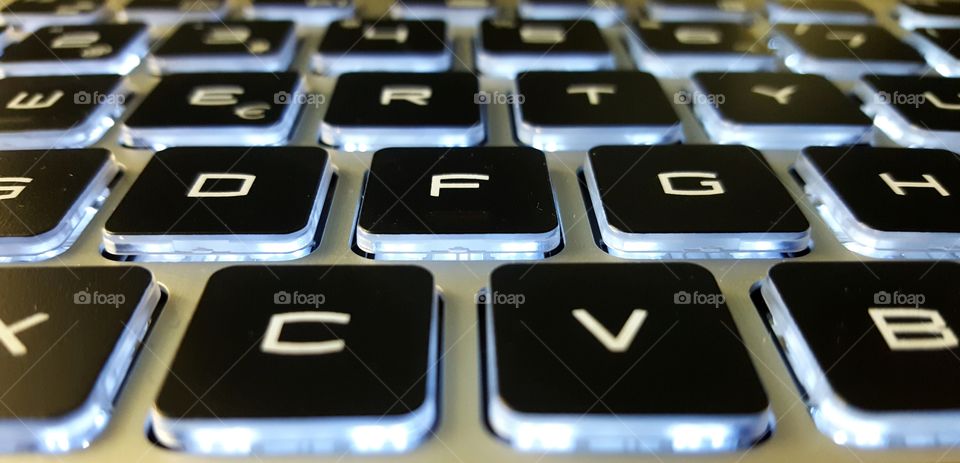 Close-up picture of my laptop's backlit keyboard
