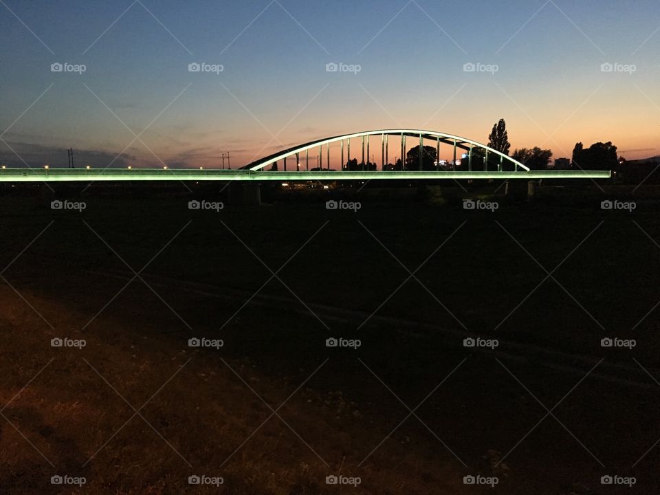 Hendrix bridge in Zagreb, last rays of summer sunset 