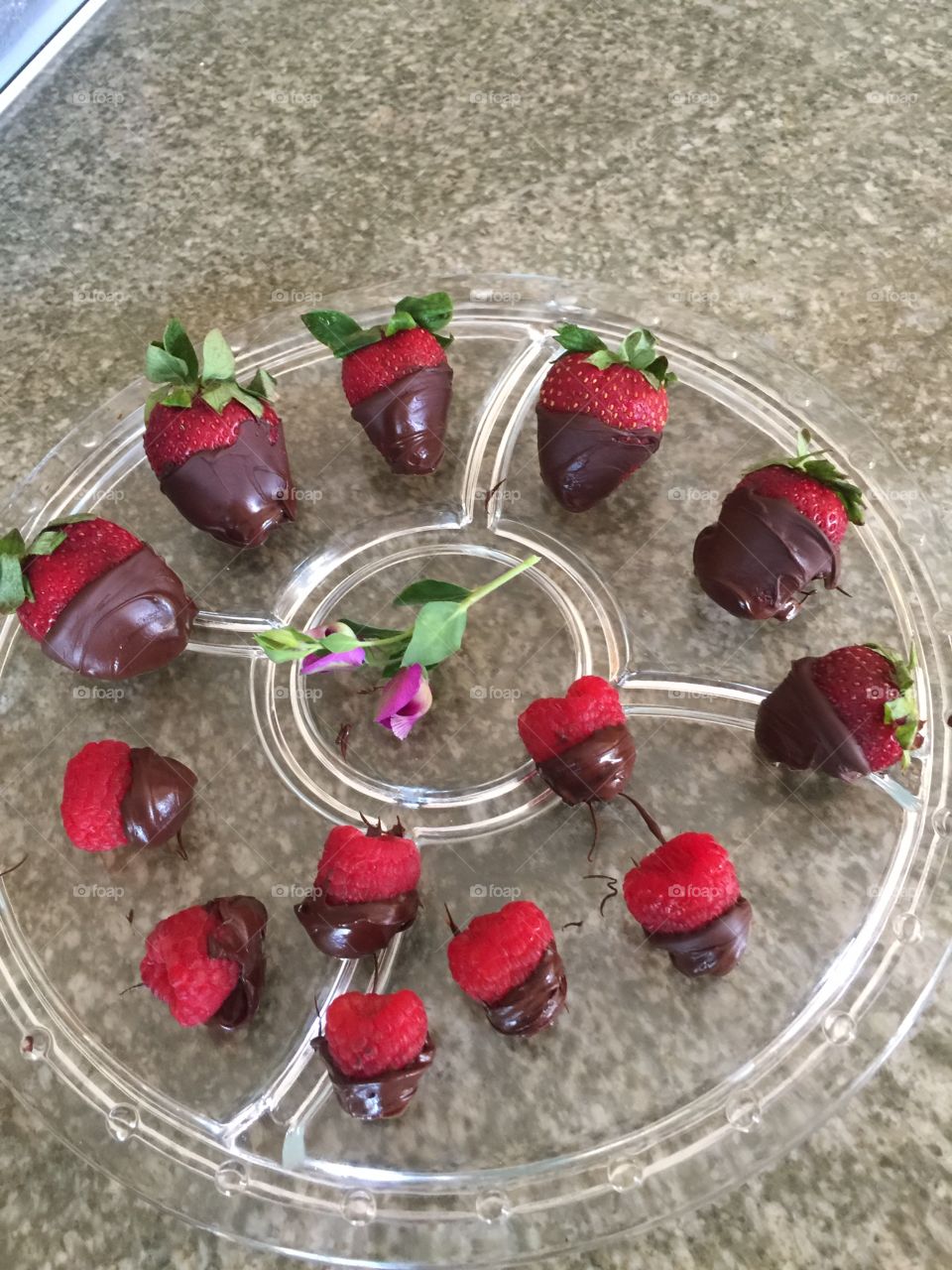 Fresh strawberries dipped in chocolate