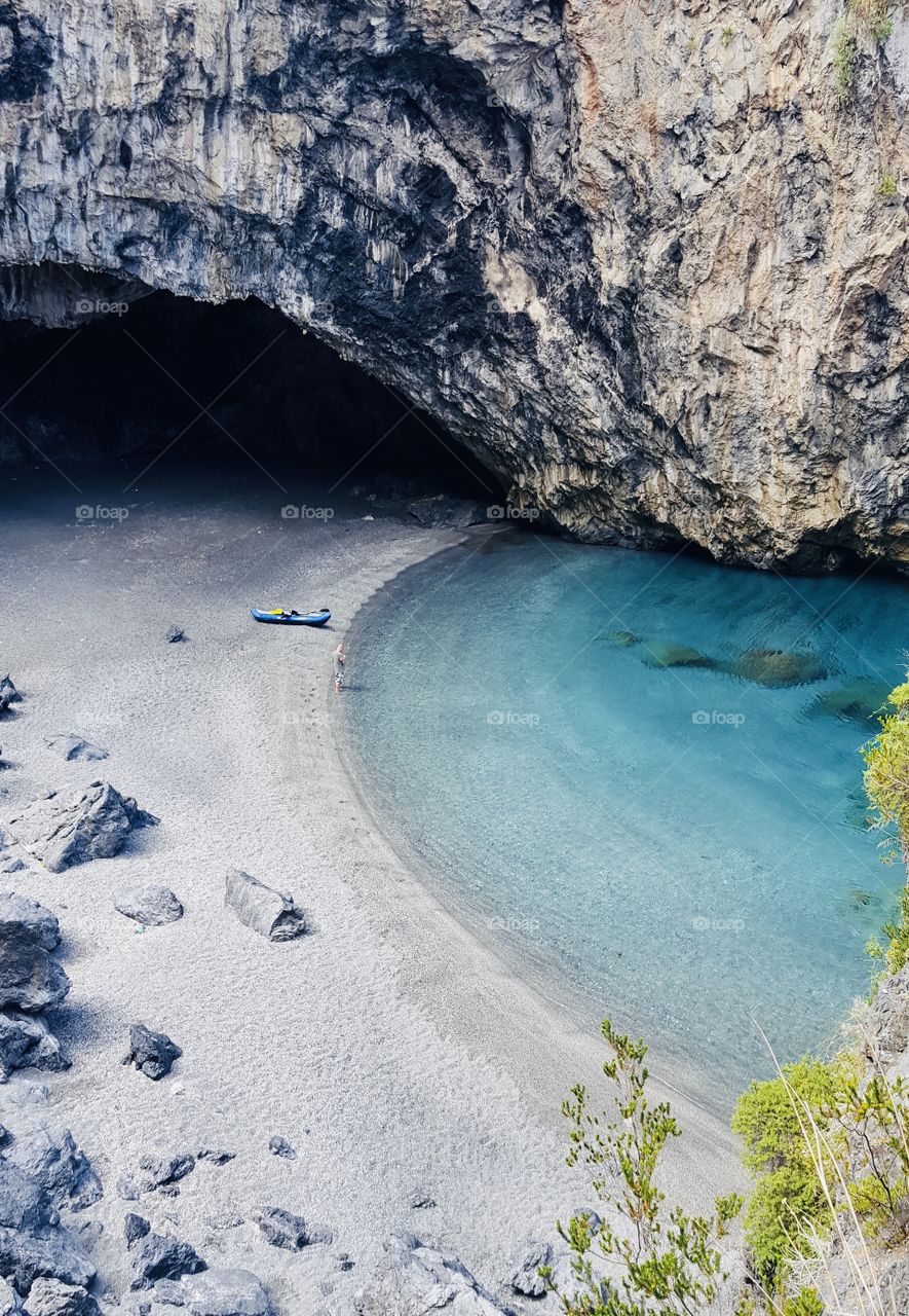 “Secret” beach of Arcomagno, difficult to reach, Calabria, South Italy 