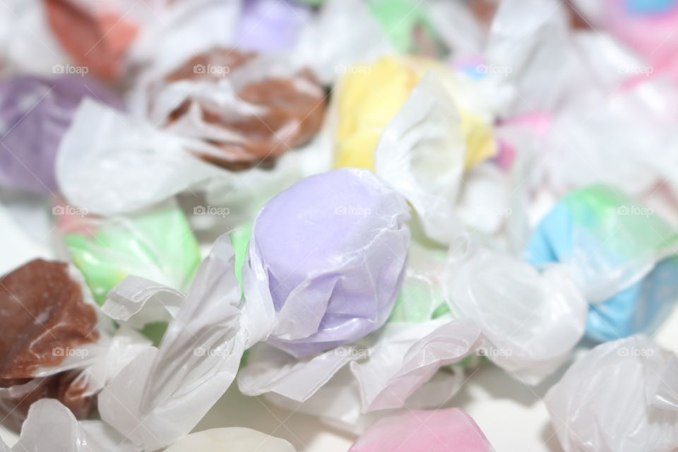 Pastel colored taffy in assorted flavors