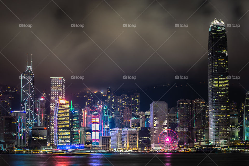 Night View of Hong Kong Island from Avenue of Stars