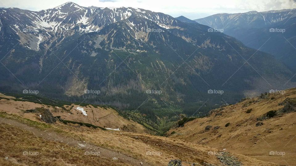 Scenic view of mountain with snow