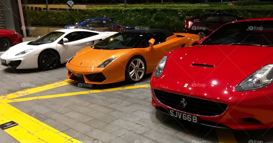Luxury sports cars in Singapore. 
