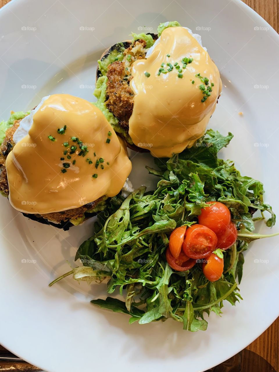 Avocado crab cake Benedict in a chill weekend 
