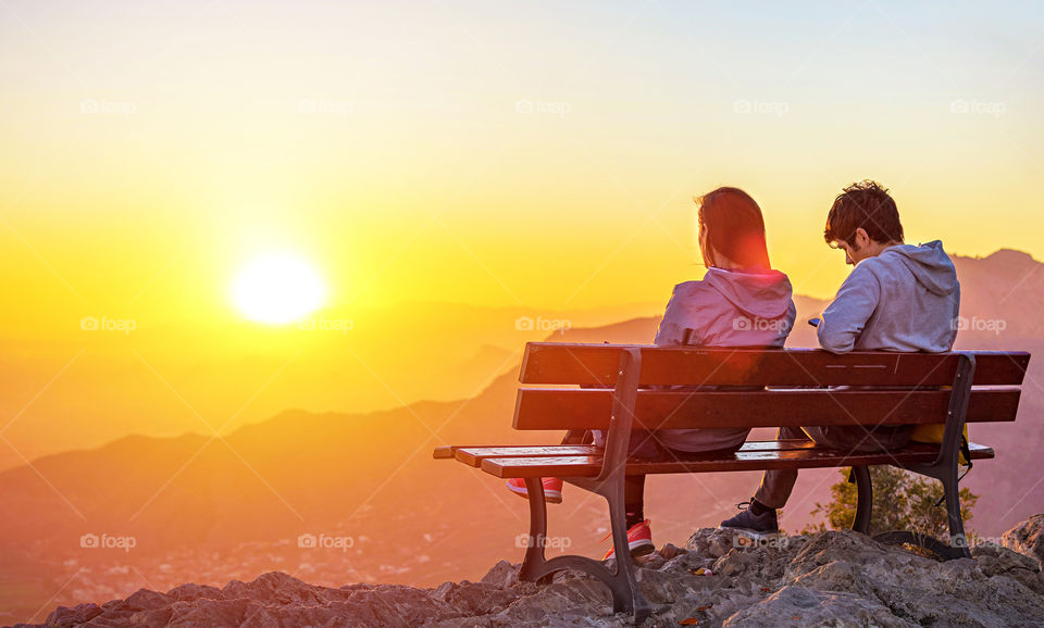 Couple watching sunset