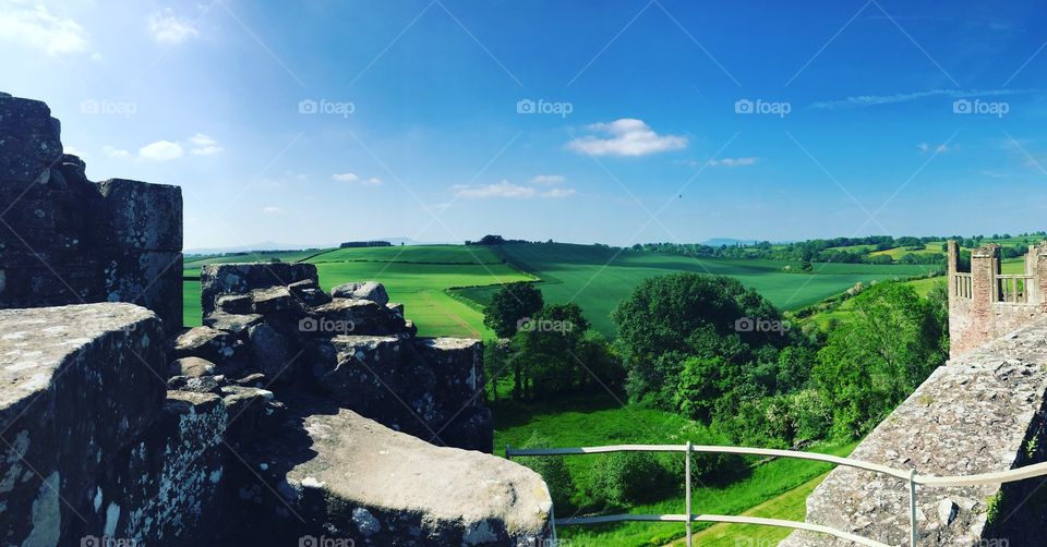 Breath taking vista of Raglan Castle, South Wales. An historical site relished in history.