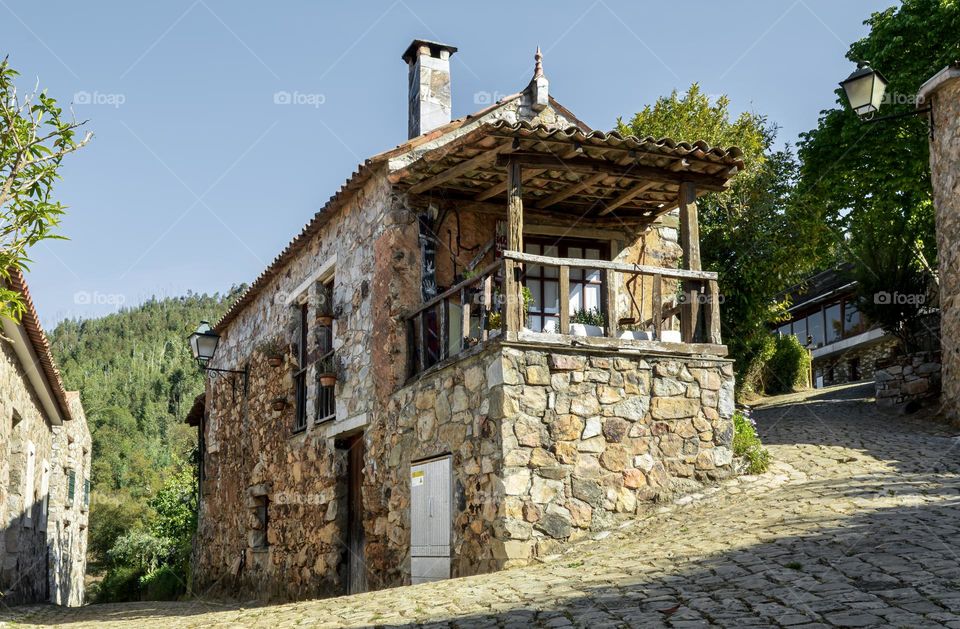 Traditional schist cottage in Casal São Simão, Portugal 