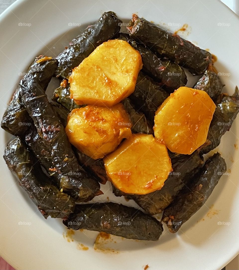 Stuffed Vine leaves with potatos