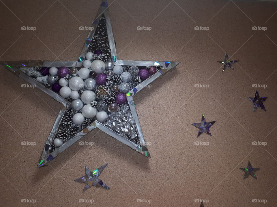 Christmas decorations. Silver star