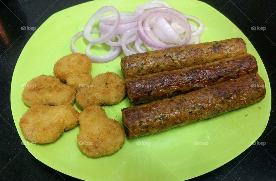 Yummy kebabs and Chicken Nuggets