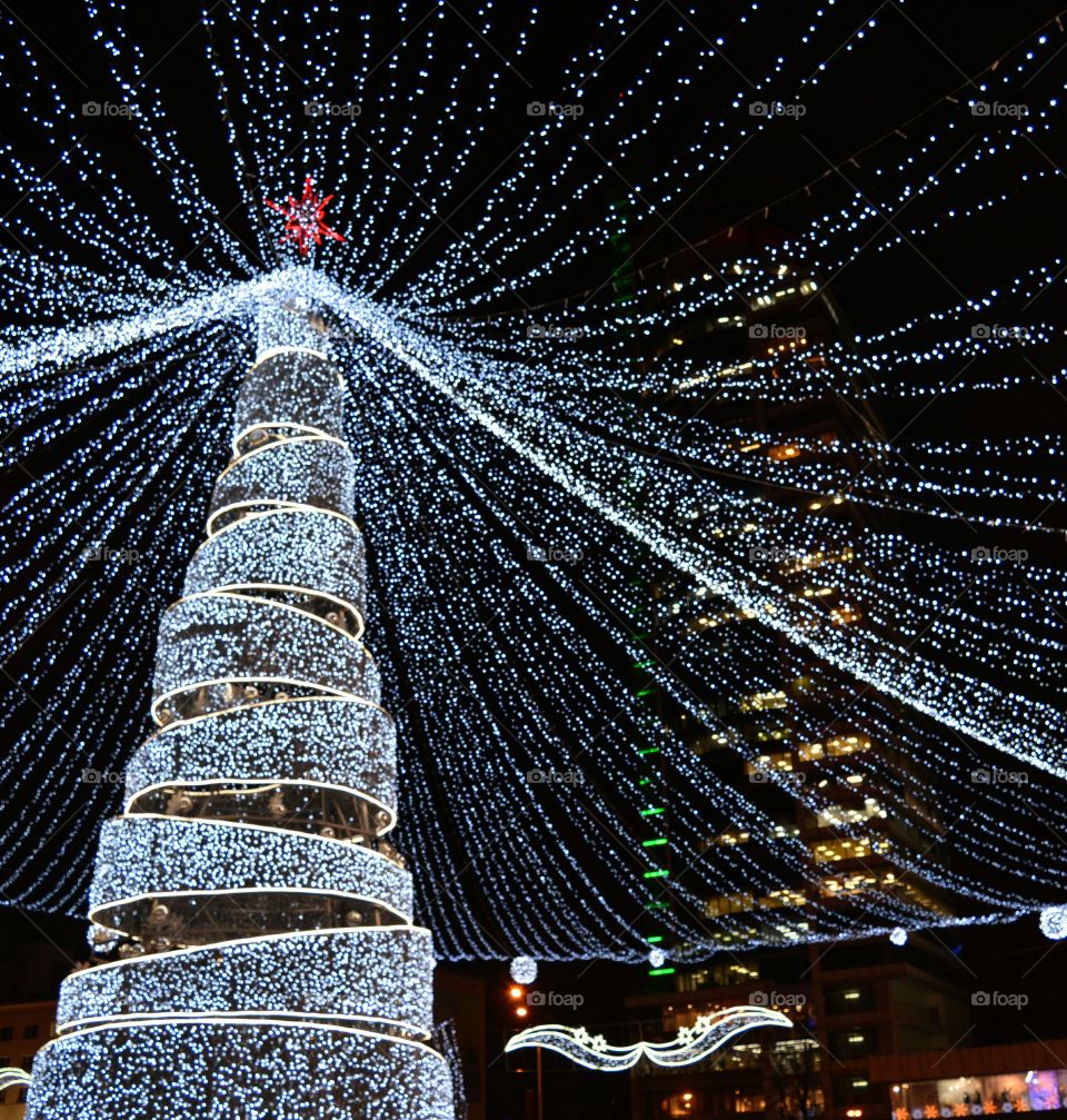 Christmas and New year tree cityscape