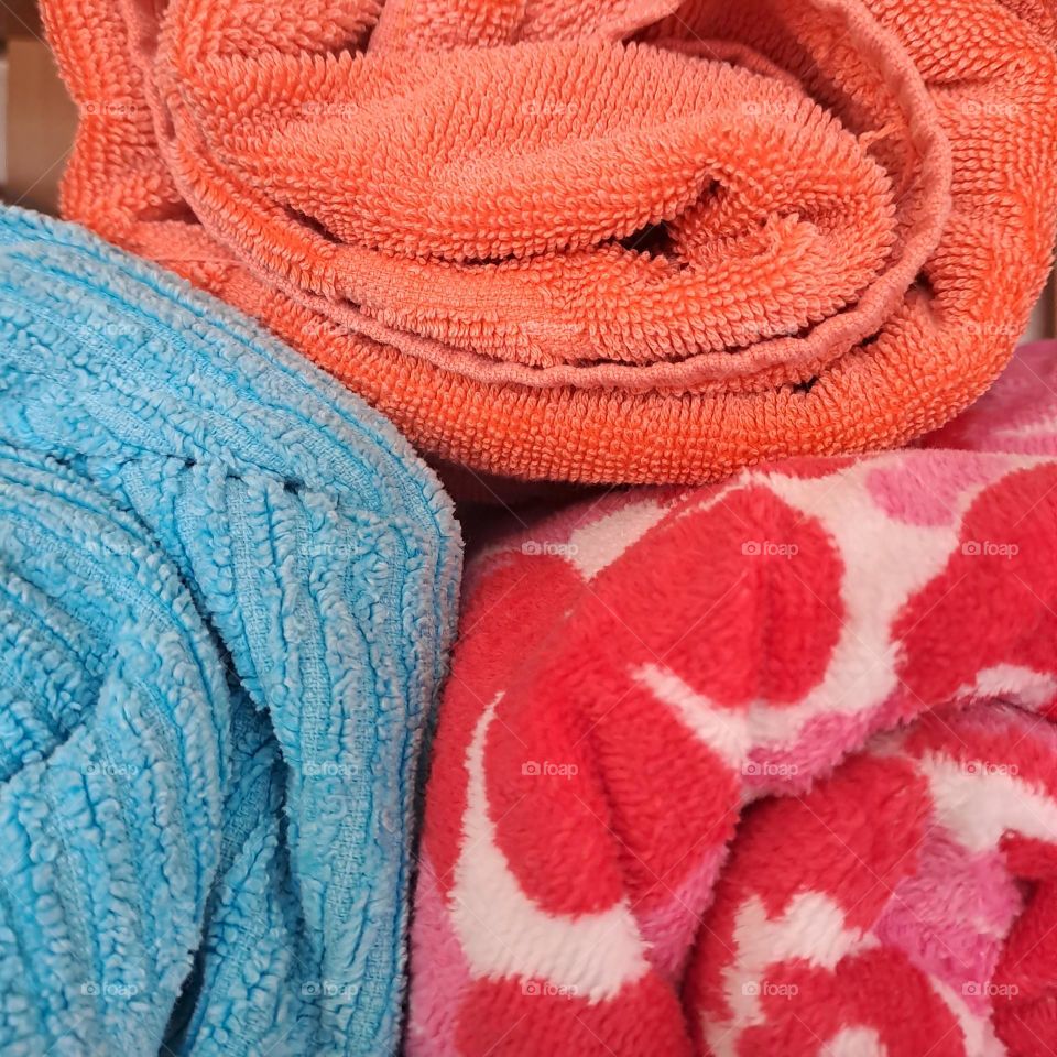 colourful rolled towels