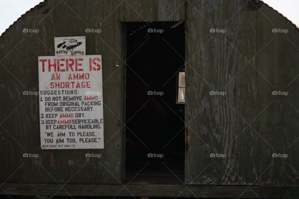 ammo storage shed in WWII living histoey reenactment