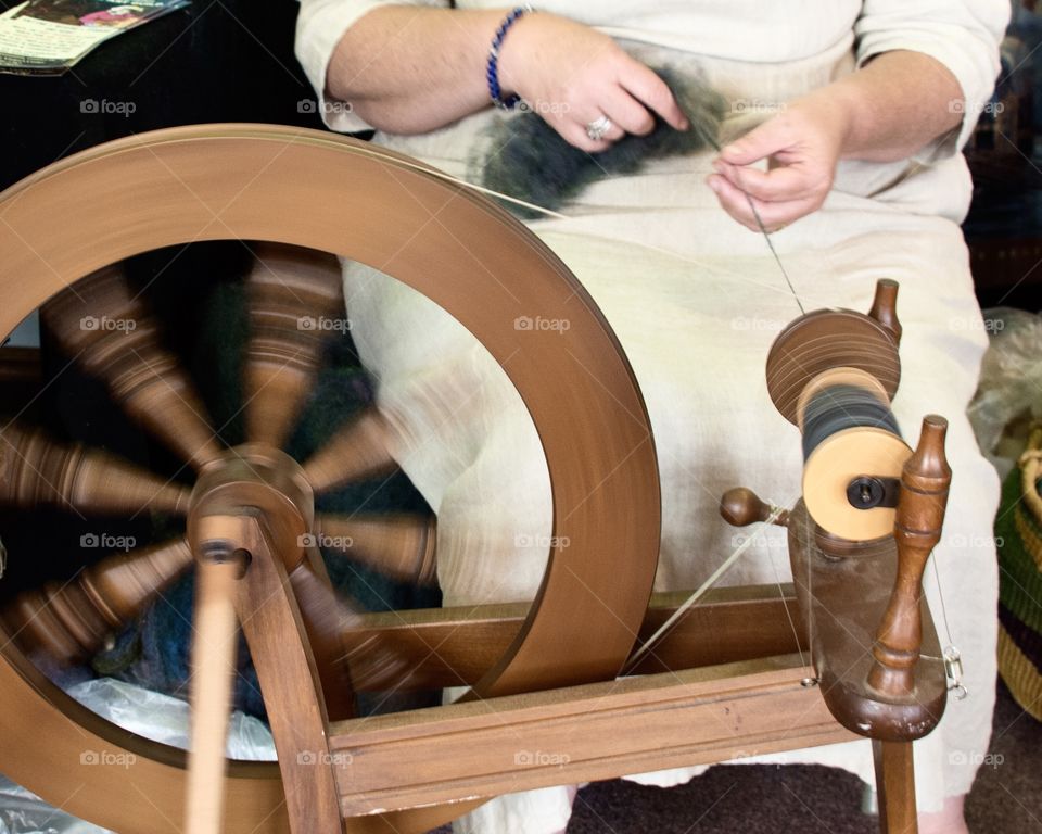 Spinning yarn on a spinning wheel, hobby