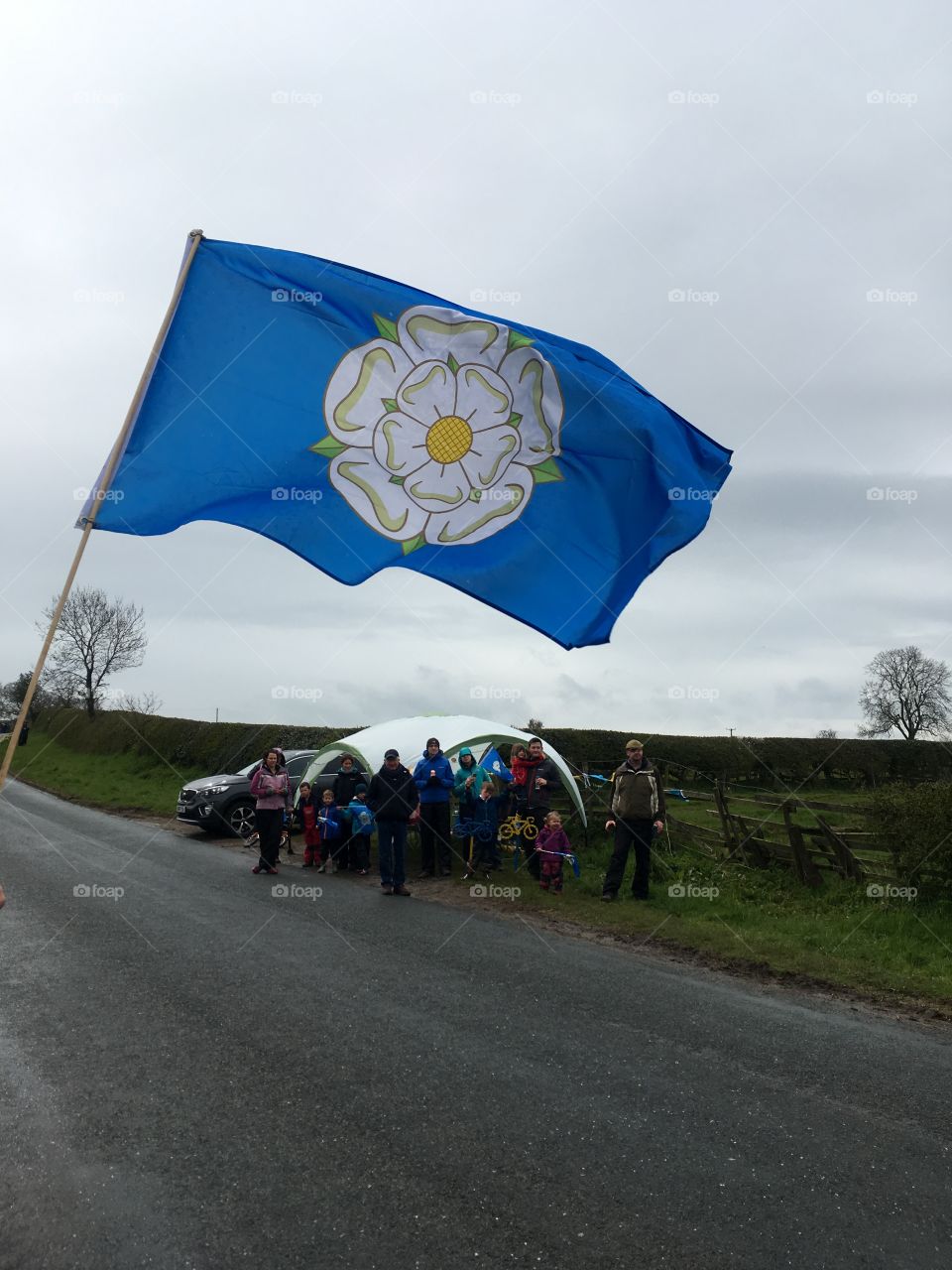 Tour de Yorkshire supporters in the rain! 