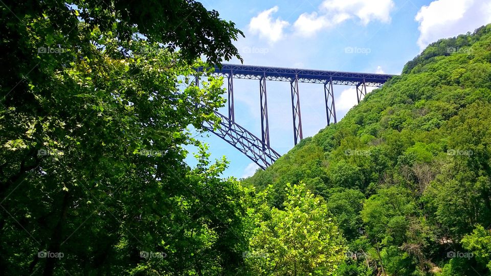 New River Gorge. View from the bottom of the Gorge