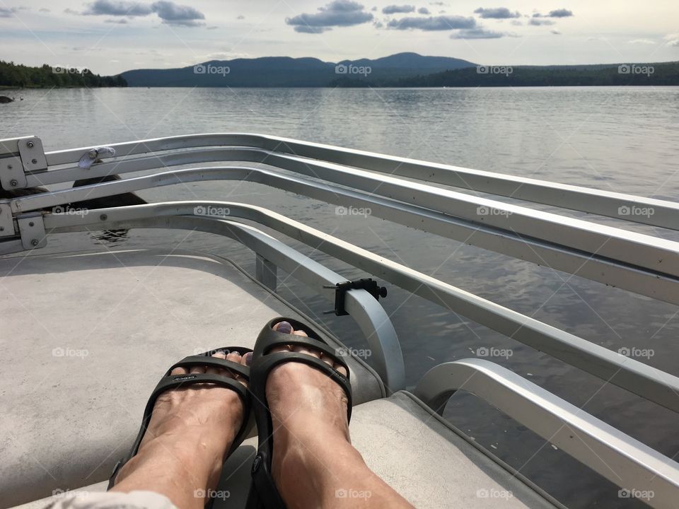 Relaxing on the boat in the Adirondack Lakes region 