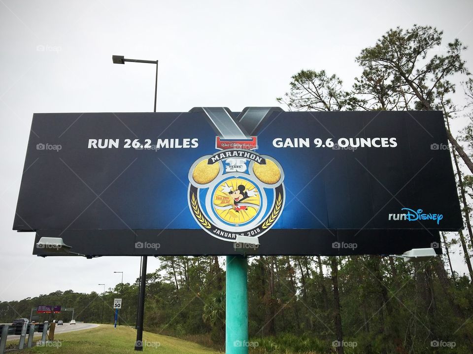 2018 Disney World Marathon billboard 