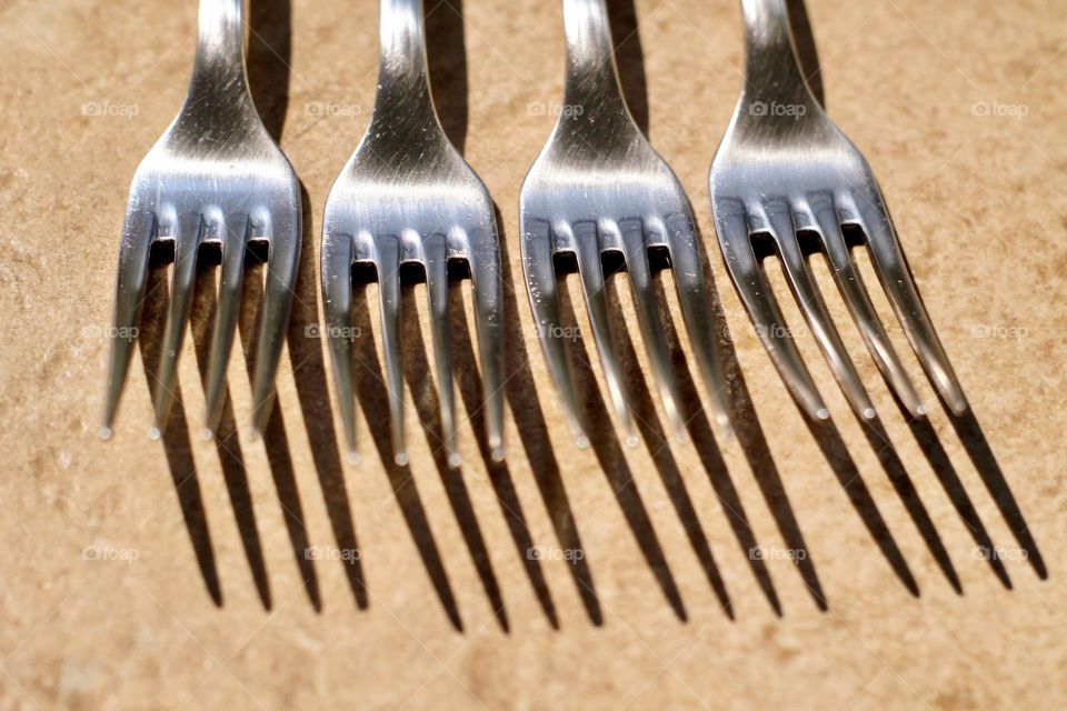 Lined up forks