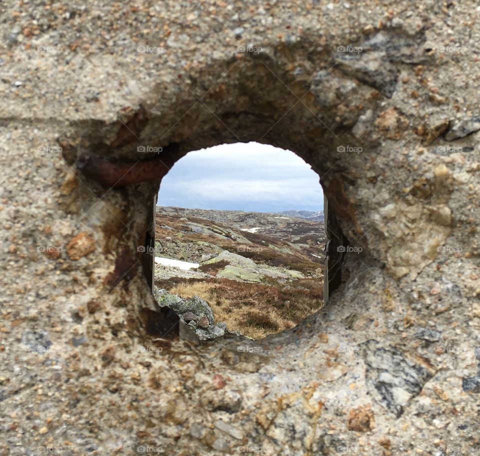 View of nature through peephole