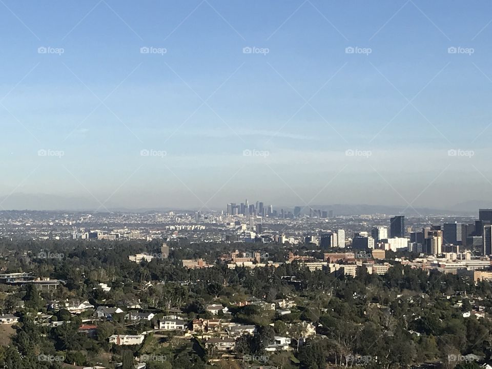 View of downtown Los Angeles in the distance 