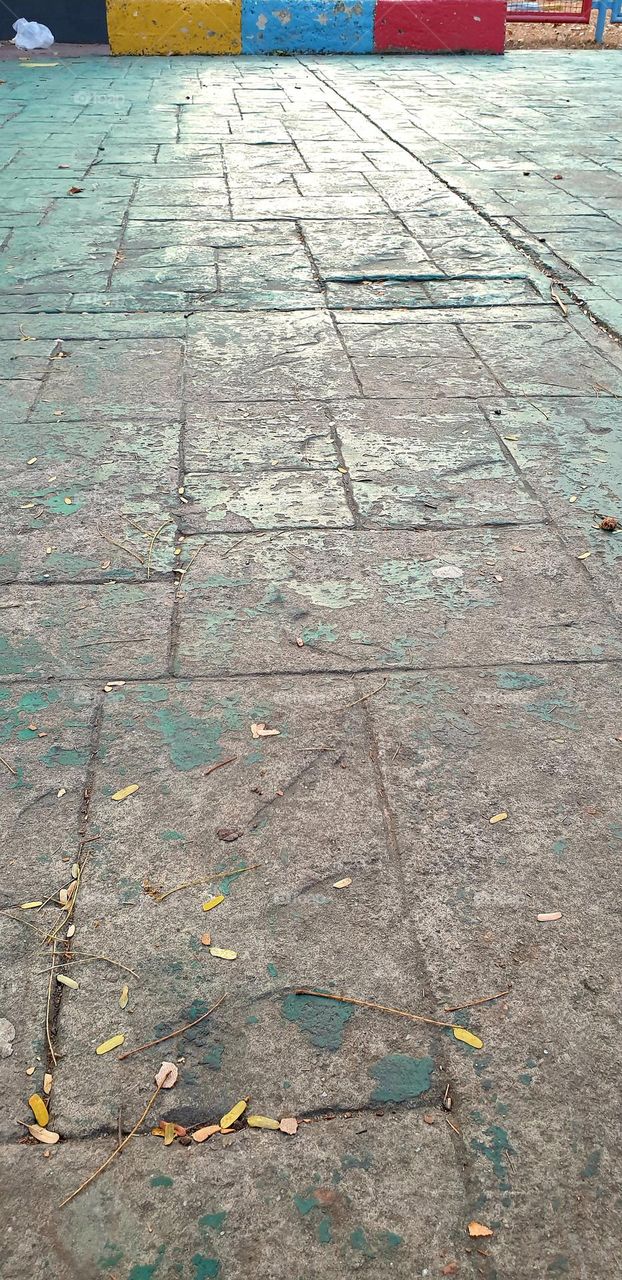 Forms of rectangles on the cement floor. rectangle